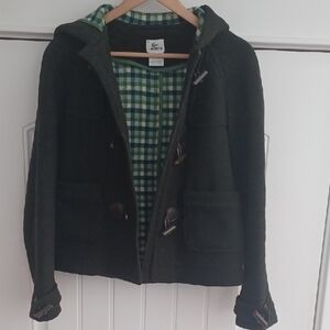 VTG Lacoste Devanlay Wool Blend Duffle Coat -  Dark Green, Plaid lining- Size 40